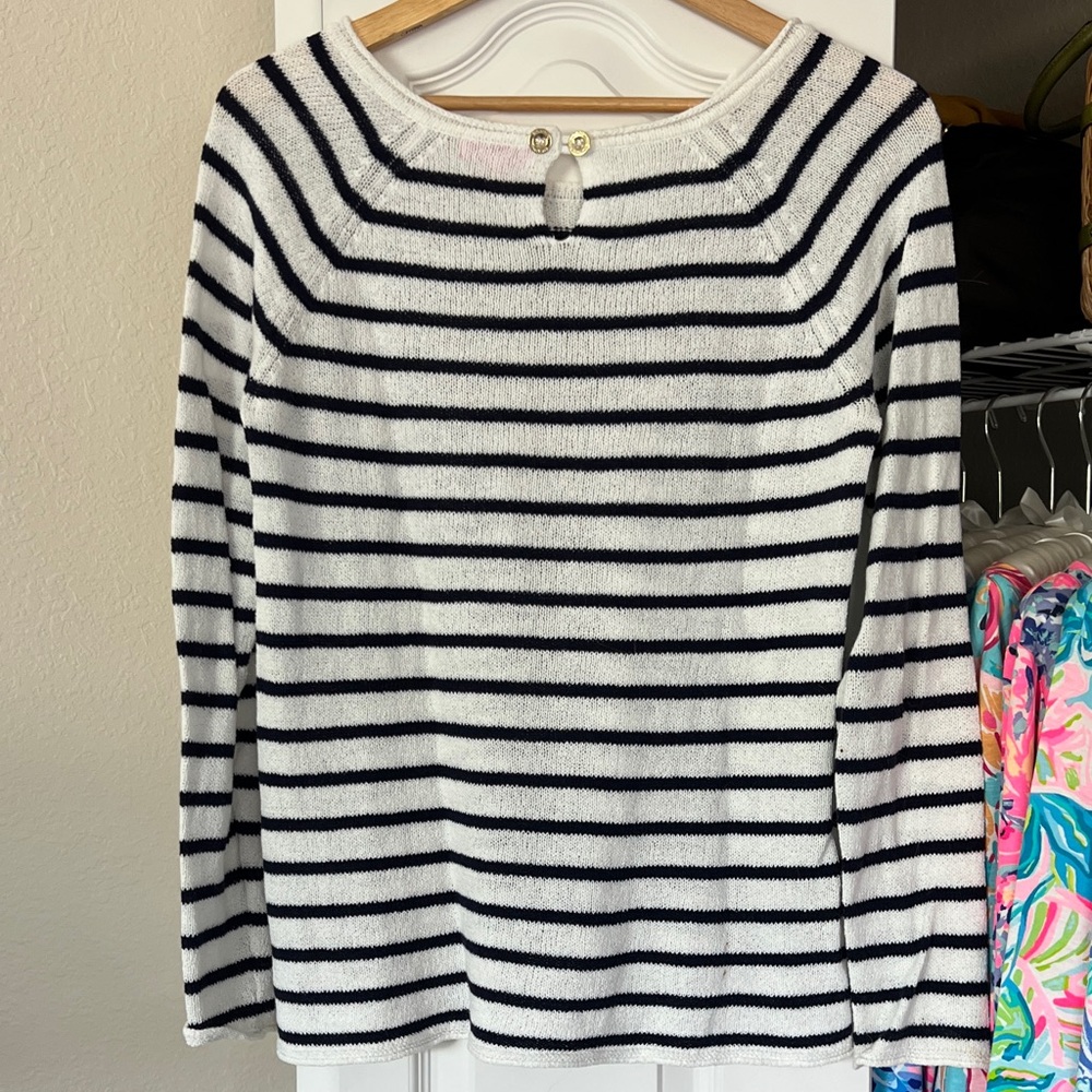 Lilly Pulitzer Navy and White Striped Sweater